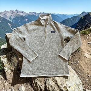 Womens Large Grey Patagonia Better Sweater 1/4 Zip Fleece Pullover Jacket